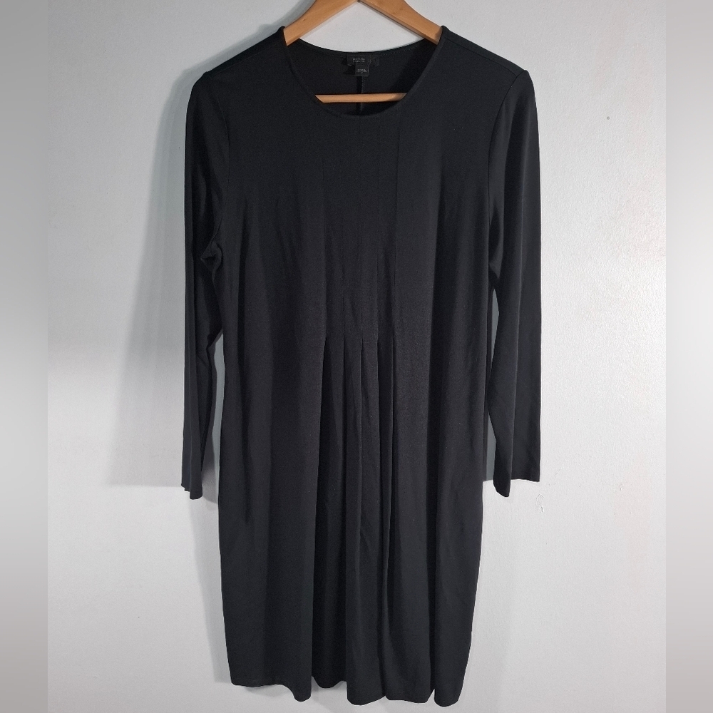 J Jill Womens Wearever Pleated Dress Long Sleeve Minimalist Comfy Classic Size M